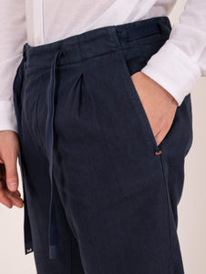 Pantalaccio Entre Amis in Cotone e Lino Blu