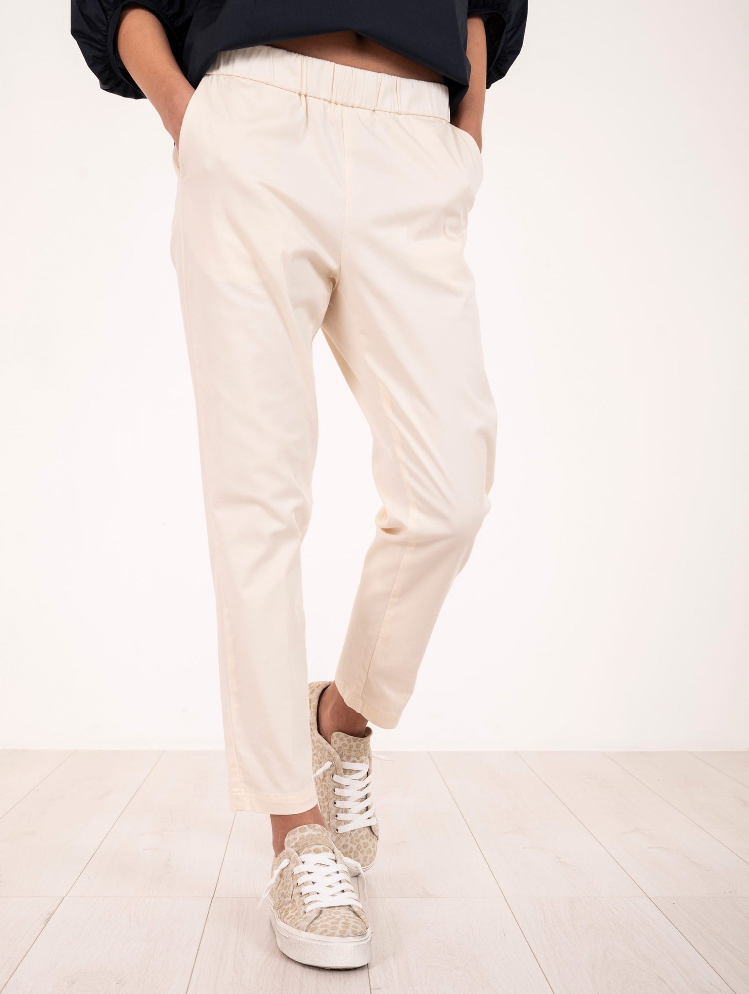 Pantalone Alessia Santi in Cotone Elasticizzato Burro