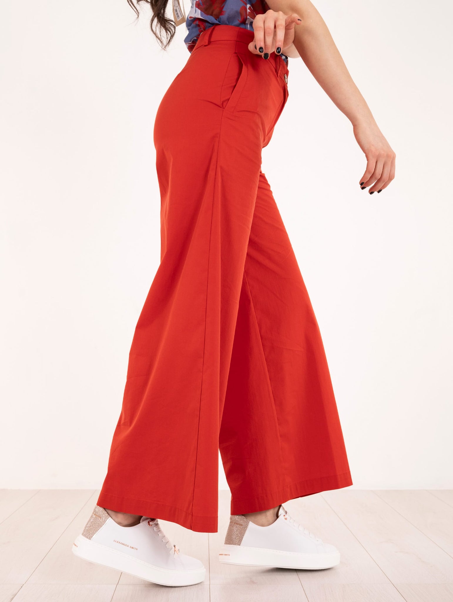 Pantalone Alessia Santi in Misto Cotone Rosso