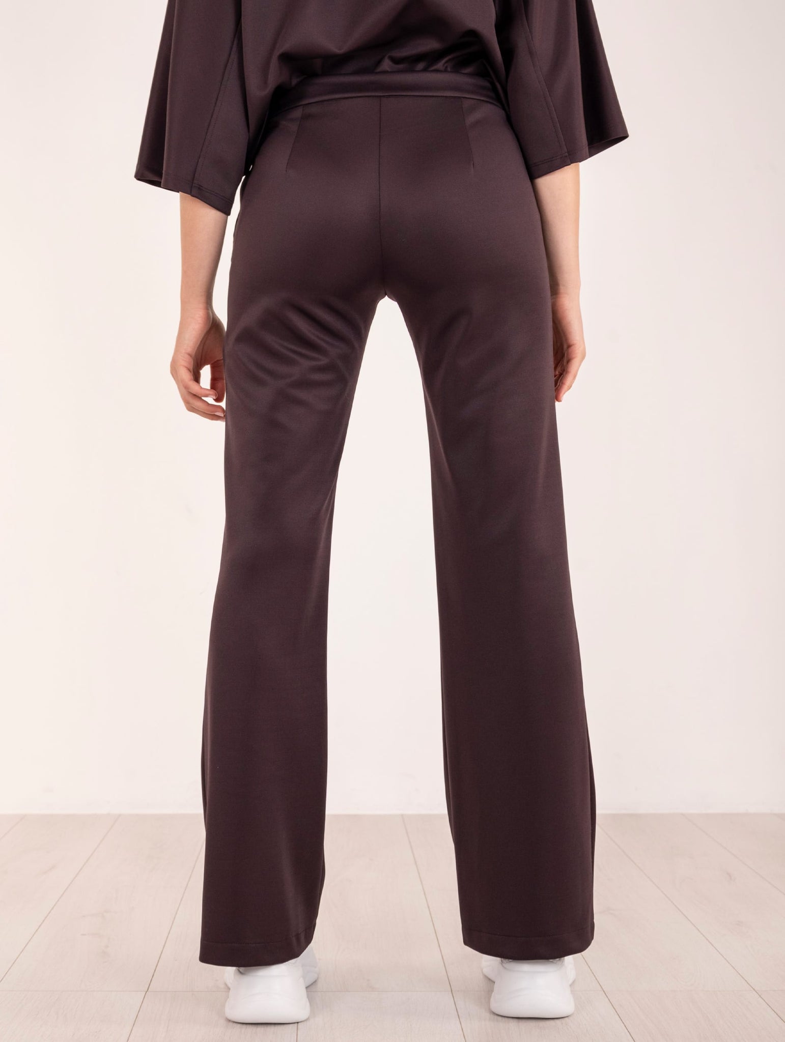 Pantalone Alpha Studio a Palazzo in Neoprene Prugna