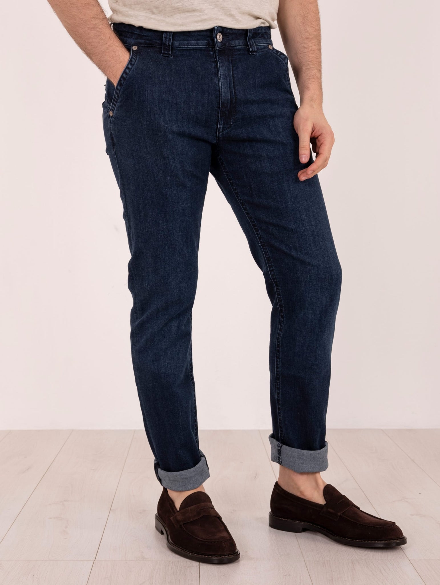 Pantalone Barmas in Cotone Stretch Denim Scuro