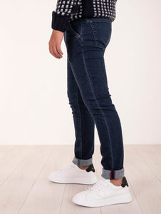 Pantalone Barmas in Cotone Stretch e Cashmere Denim Scuro