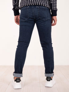 Pantalone Barmas in Cotone Stretch e Cashmere Denim Scuro