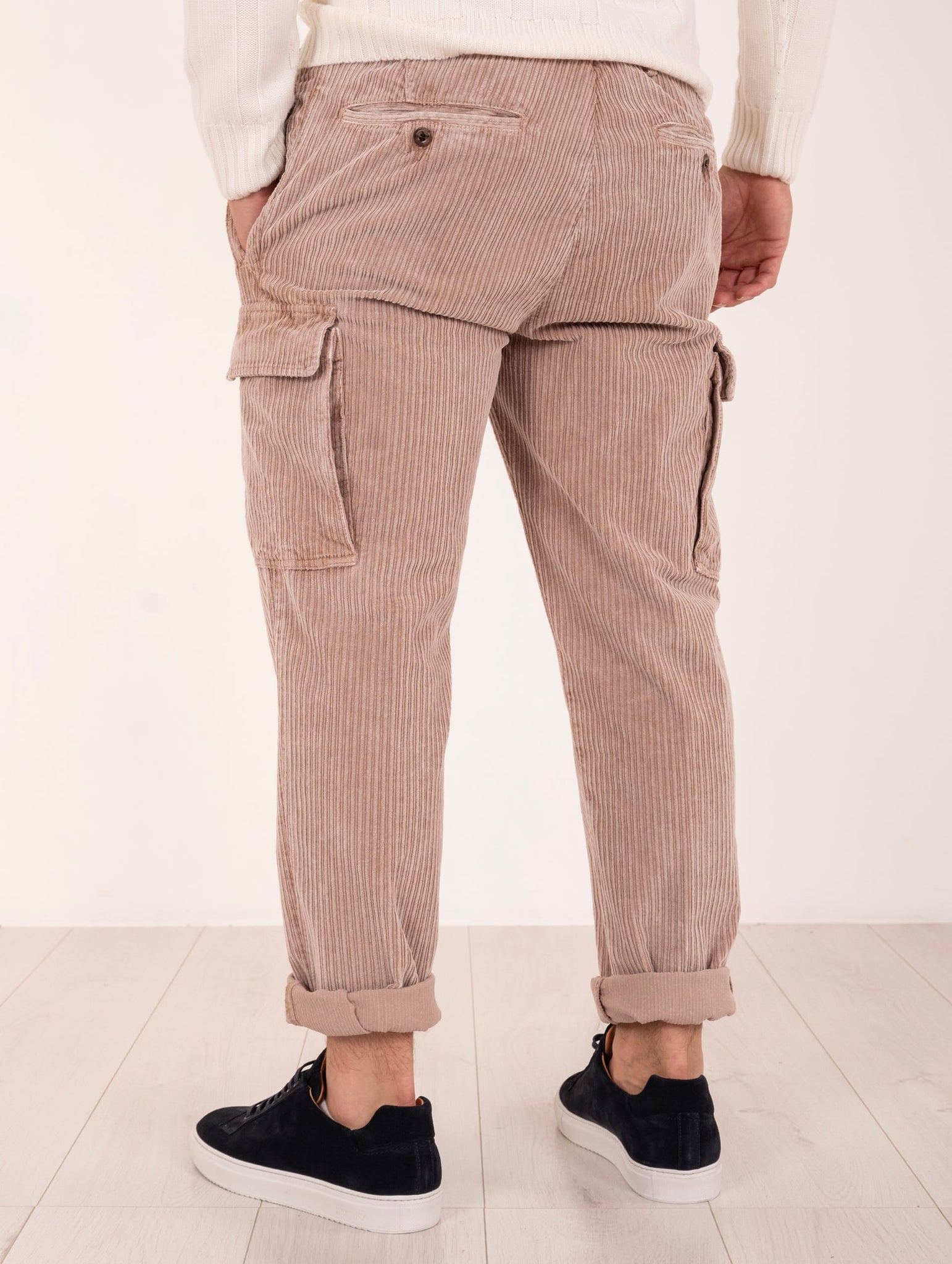 Pantalone Cargo Myths in Velluto a Coste Sabbia