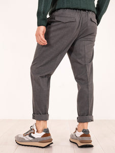 Pantalone Chino Devore in Raso di Cotone Superpima Grigio