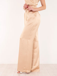 Pantalone Cloe Kocca Gold con Pinces in Raso Oro