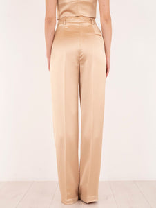 Pantalone Cloe Kocca Gold con Pinces in Raso Oro