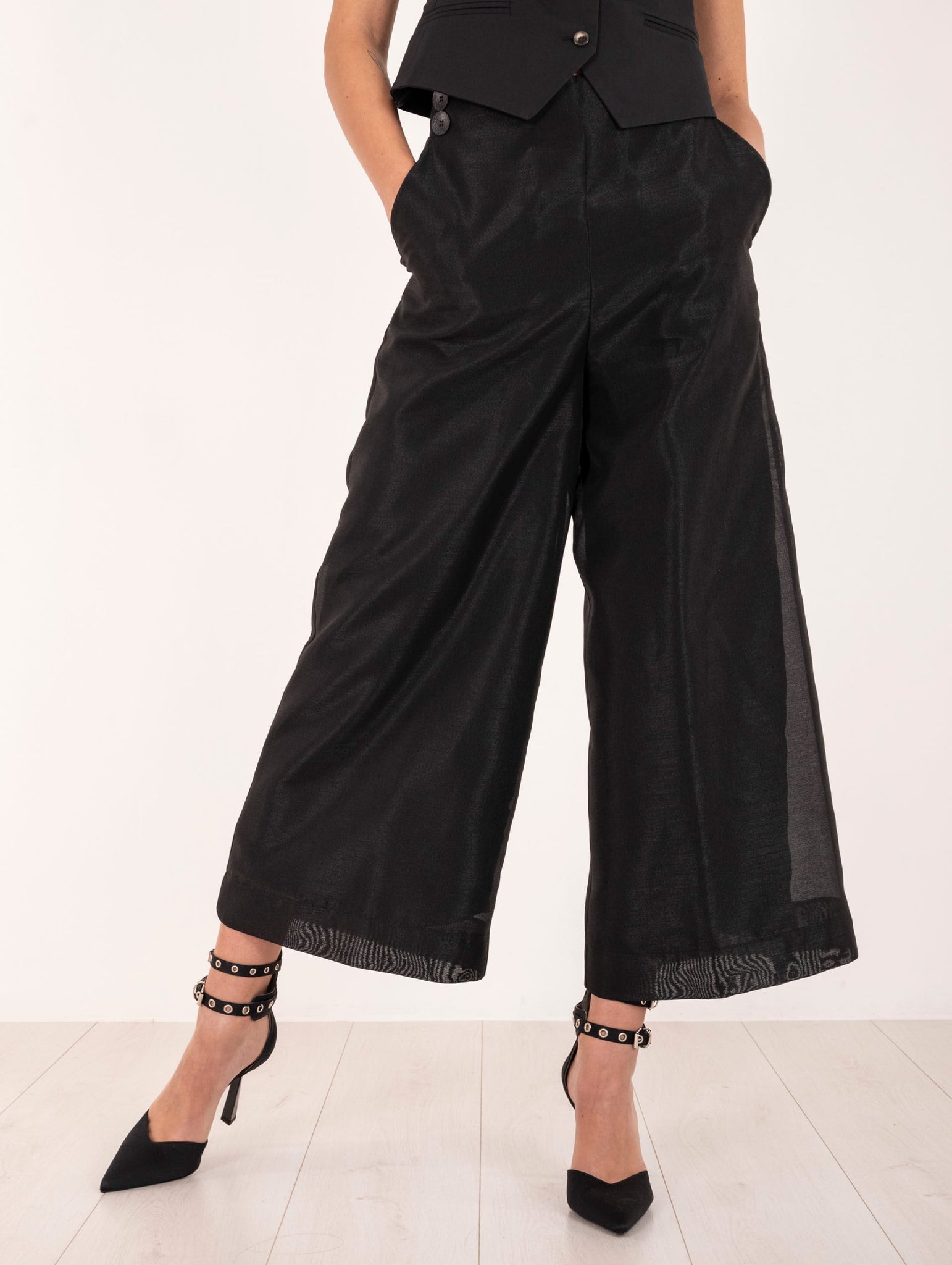 Pantalone Culotte Alessia Santi in Viscosa Diamante Nero