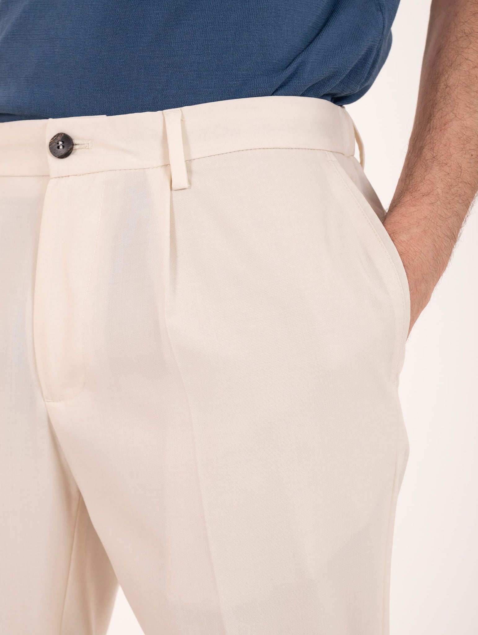 Pantalone Devore Chino in Tecno Wool Latte