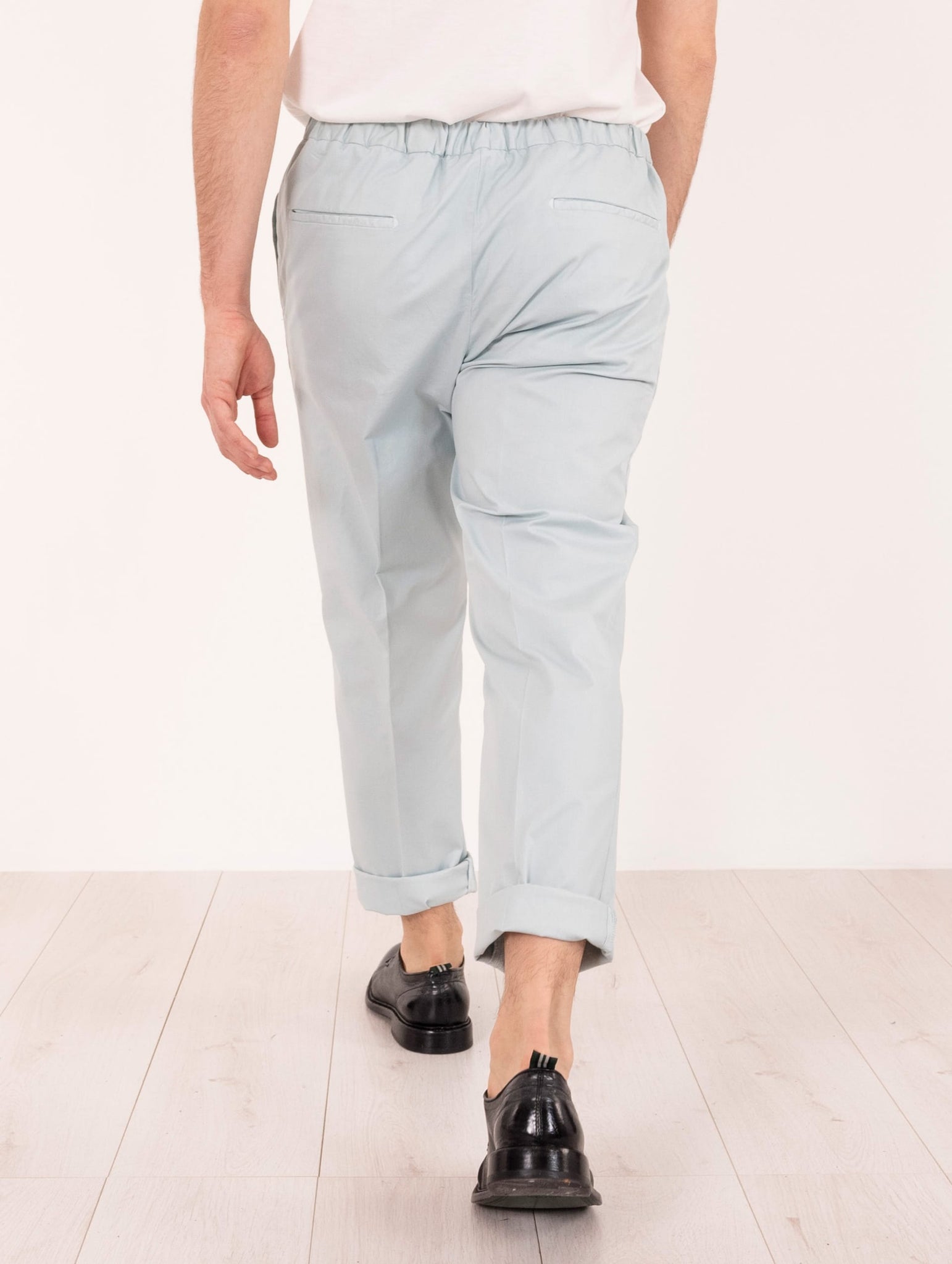 Pantalone Devore Cintura Elastica in Supima Superior Extrafine Azzurro