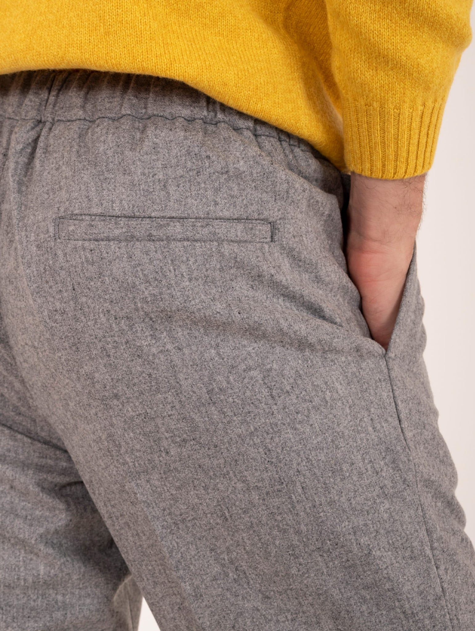 Pantalone Devore in Lana Vergine Grigio Chiaro