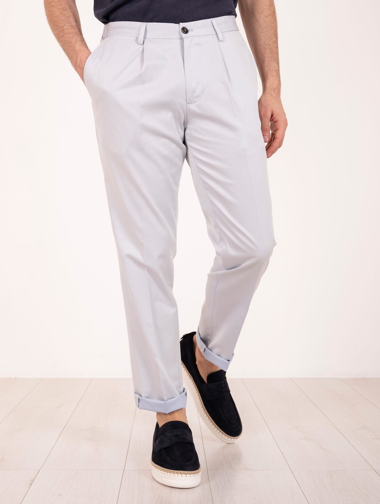 Pantalone Devore in Solaro Super Light 120 Cielo