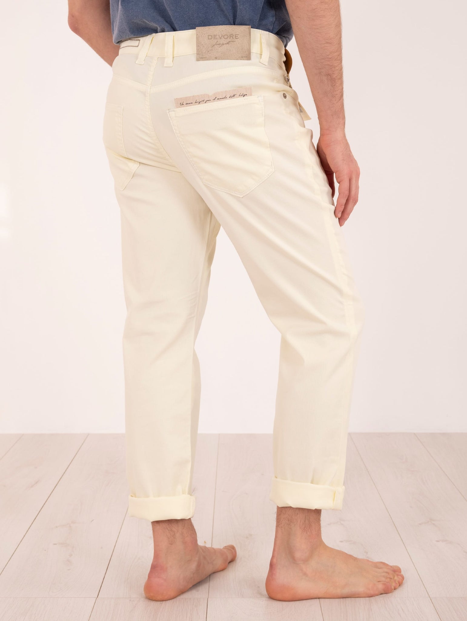 Pantalone Devore in Supima Cotton Cannetè Limone