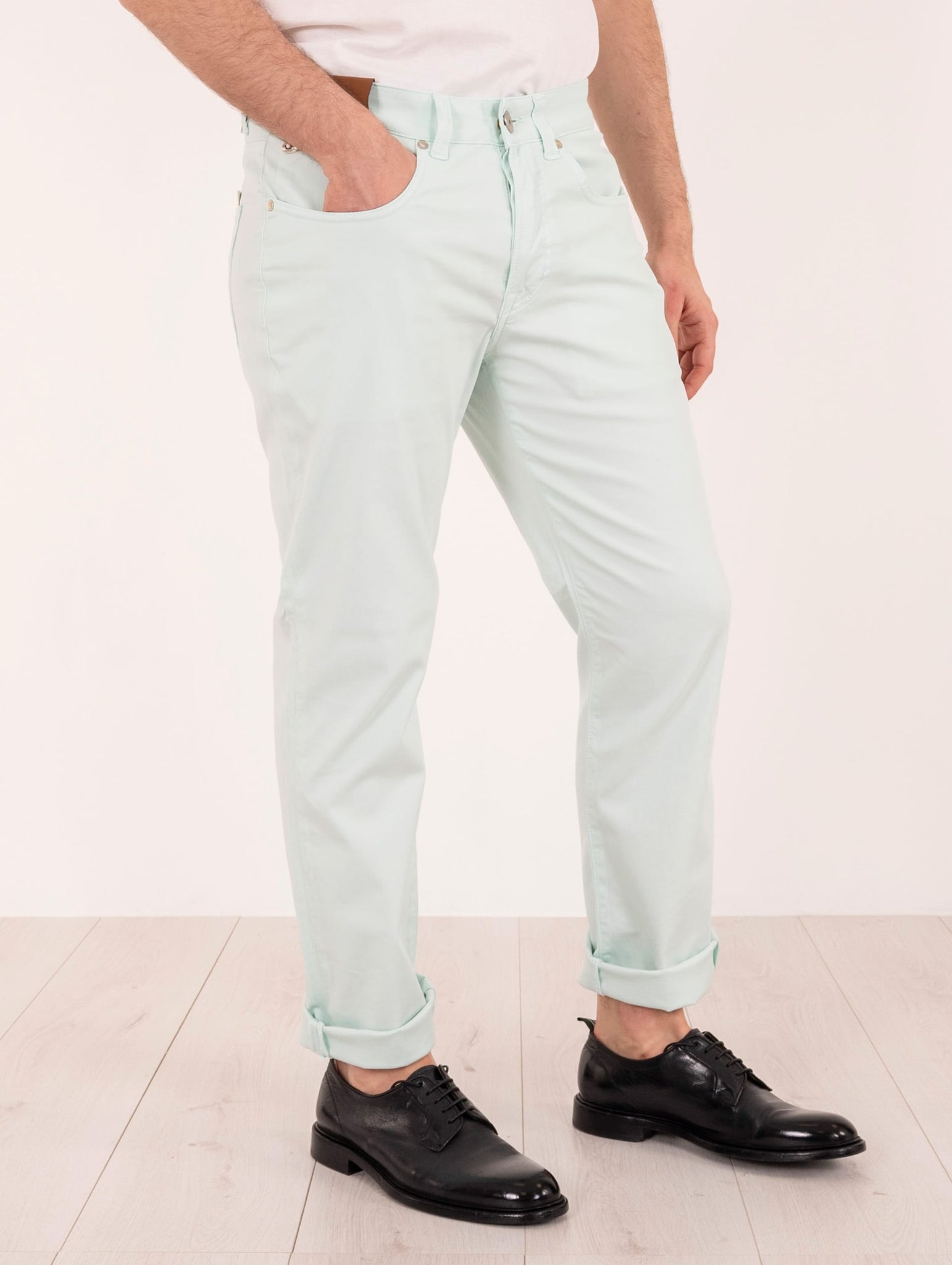 Pantalone Devore in Supima Cotton Cannetè Menta