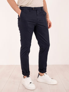 Pantalone Devore Slim James in Cotone Doppio Blu