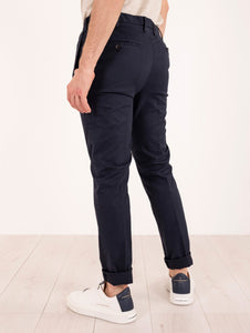 Pantalone Devore Slim James in Cotone Doppio Blu