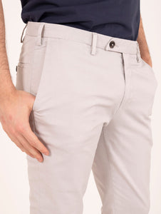 Pantalone Devore Slim James in Cotone Doppio Perla