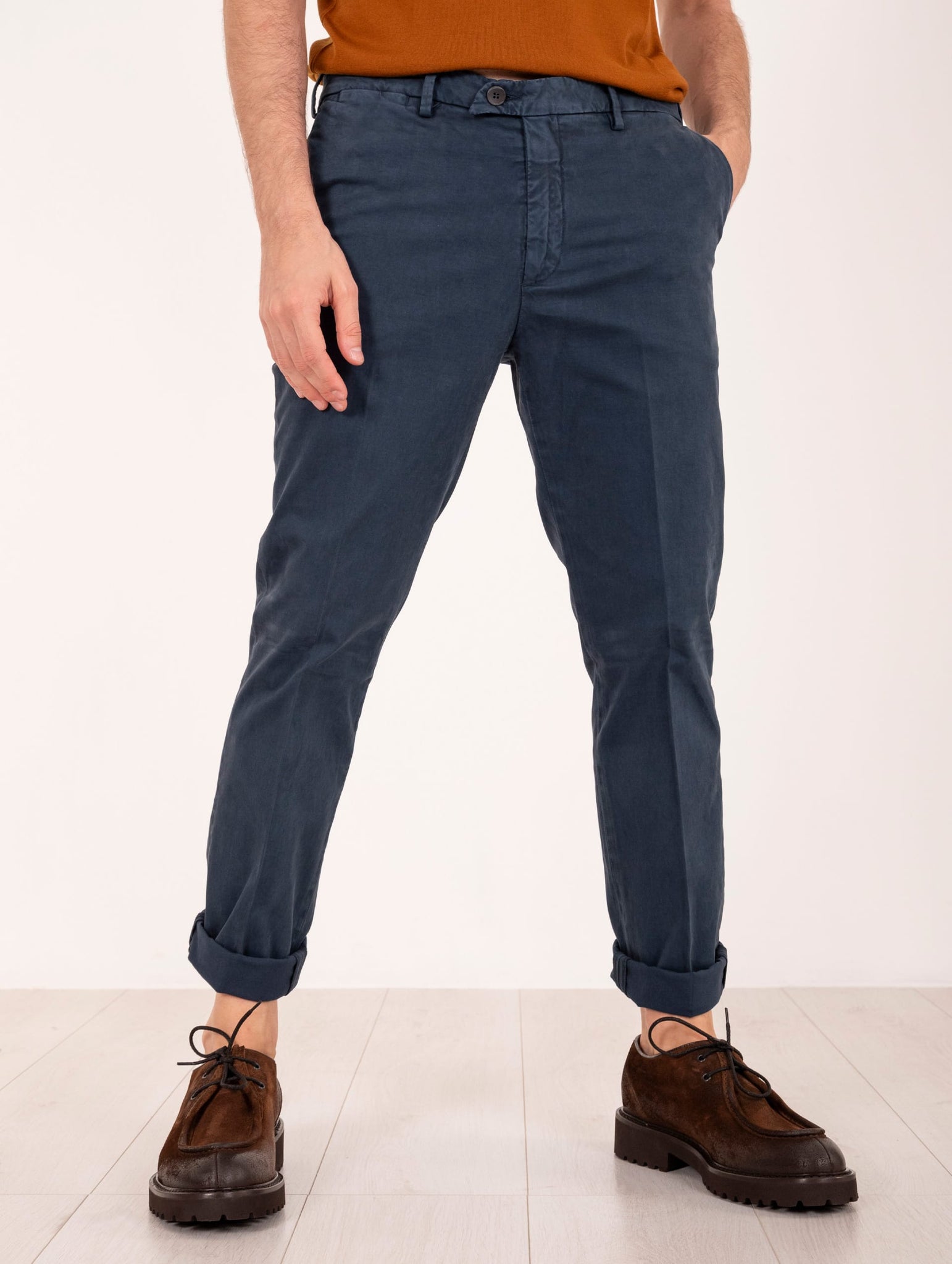 Pantalone Devore Well Fit in Cotone Blu