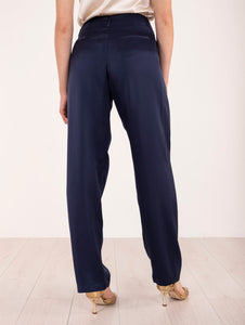 Pantalone Eleventy Milano Doppia Pince Satin Blu