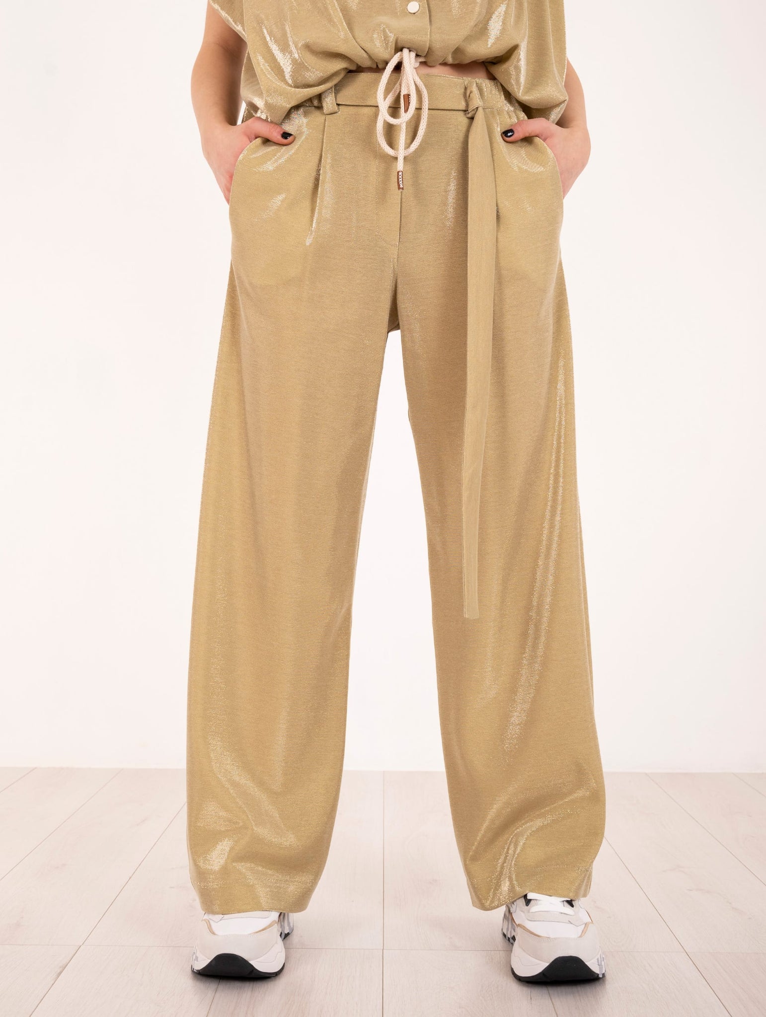 Pantalone Glittery Alysi in Cotone Oro