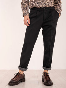 Pantalone Jogger Devore in Viscosa Double Nero