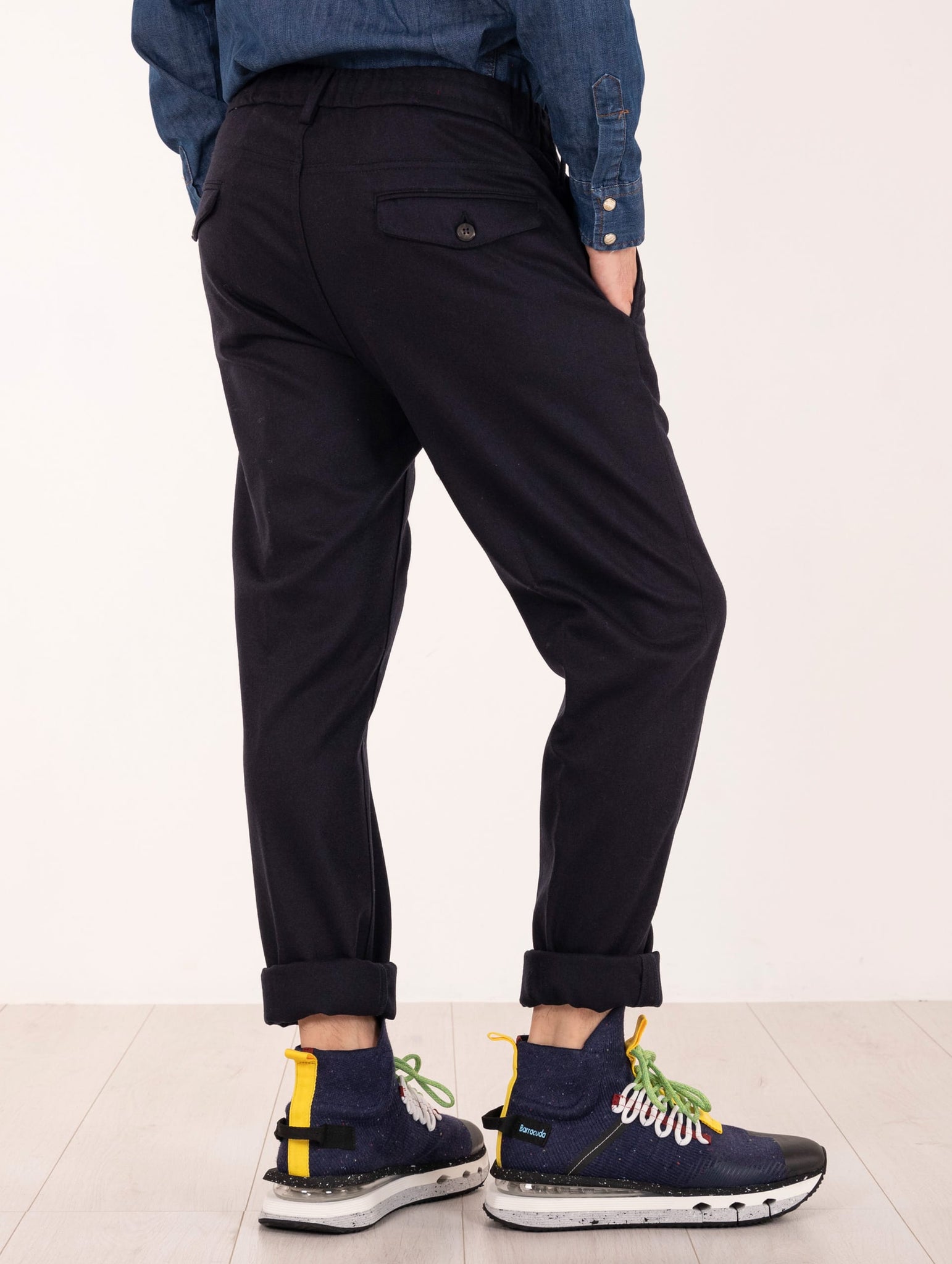 Pantalone Jogger Eleventy Milano Platinum in Lana e Cashmere Blu