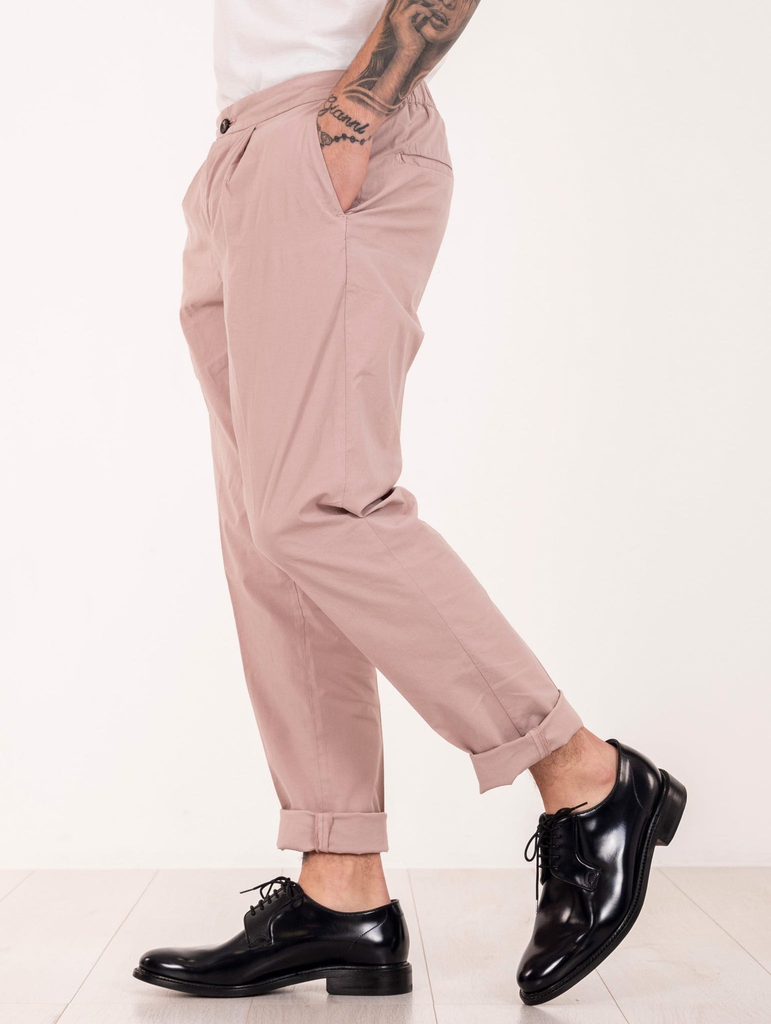 Pantalone Jogging Devorè in Cotone Piuma Rosa Antico