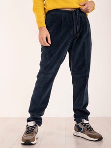 Pantalone Jogging Devore in Velluto Rocciatore Blu