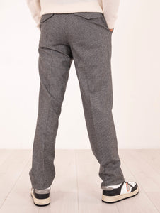 Pantalone Lardini in Lana e Cashmere Pied de Poule Nero e Panna