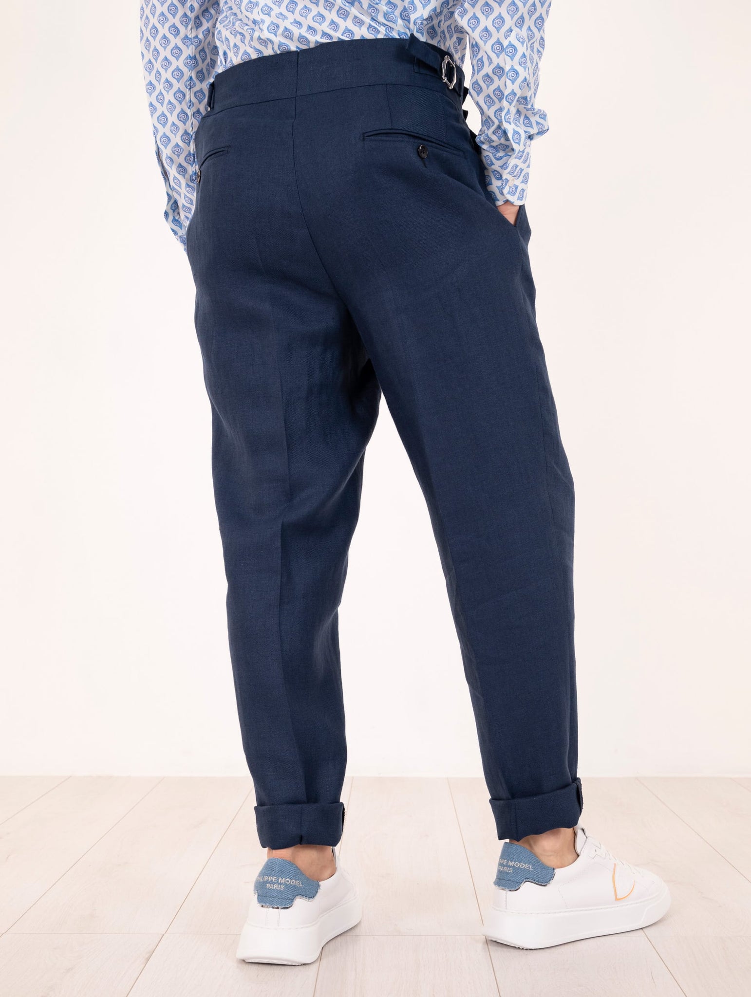 Pantalone Luigi Bianchi Mantova in Lino Blu