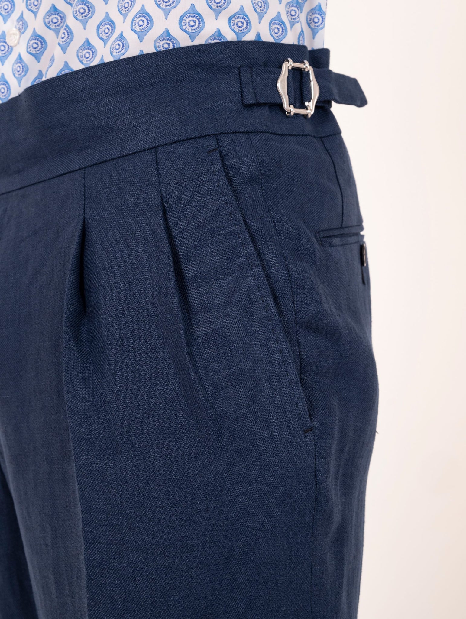 Pantalone Luigi Bianchi Mantova in Lino Blu