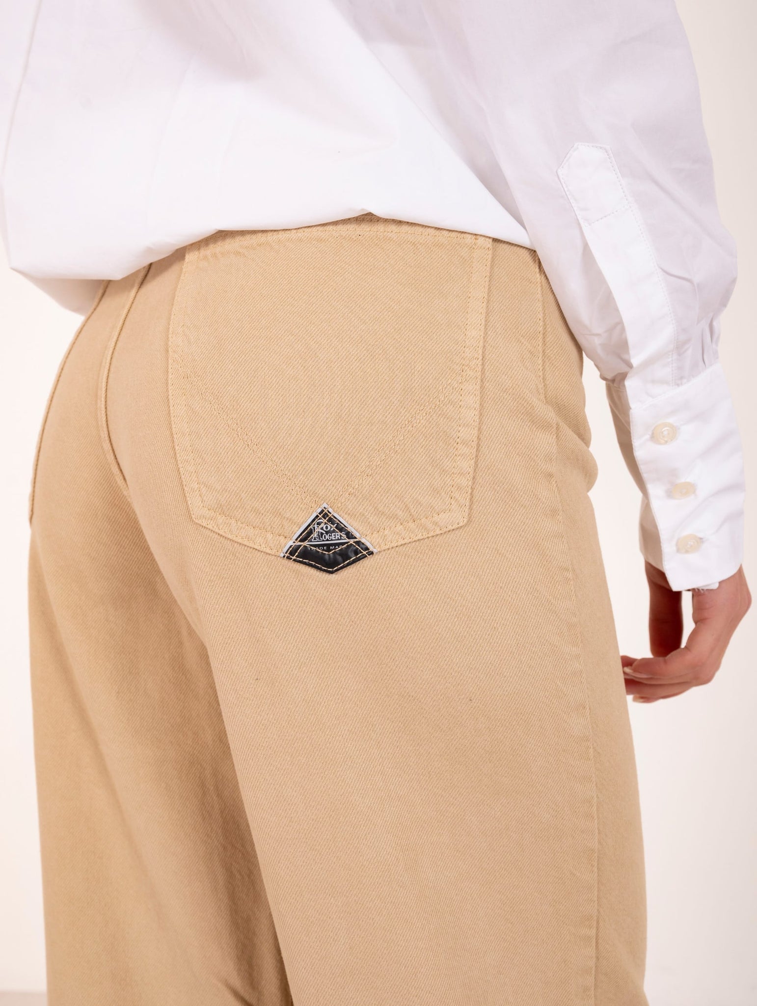 Pantalone Marta Roy Roger's in Lyocell e Cotone Sabbia