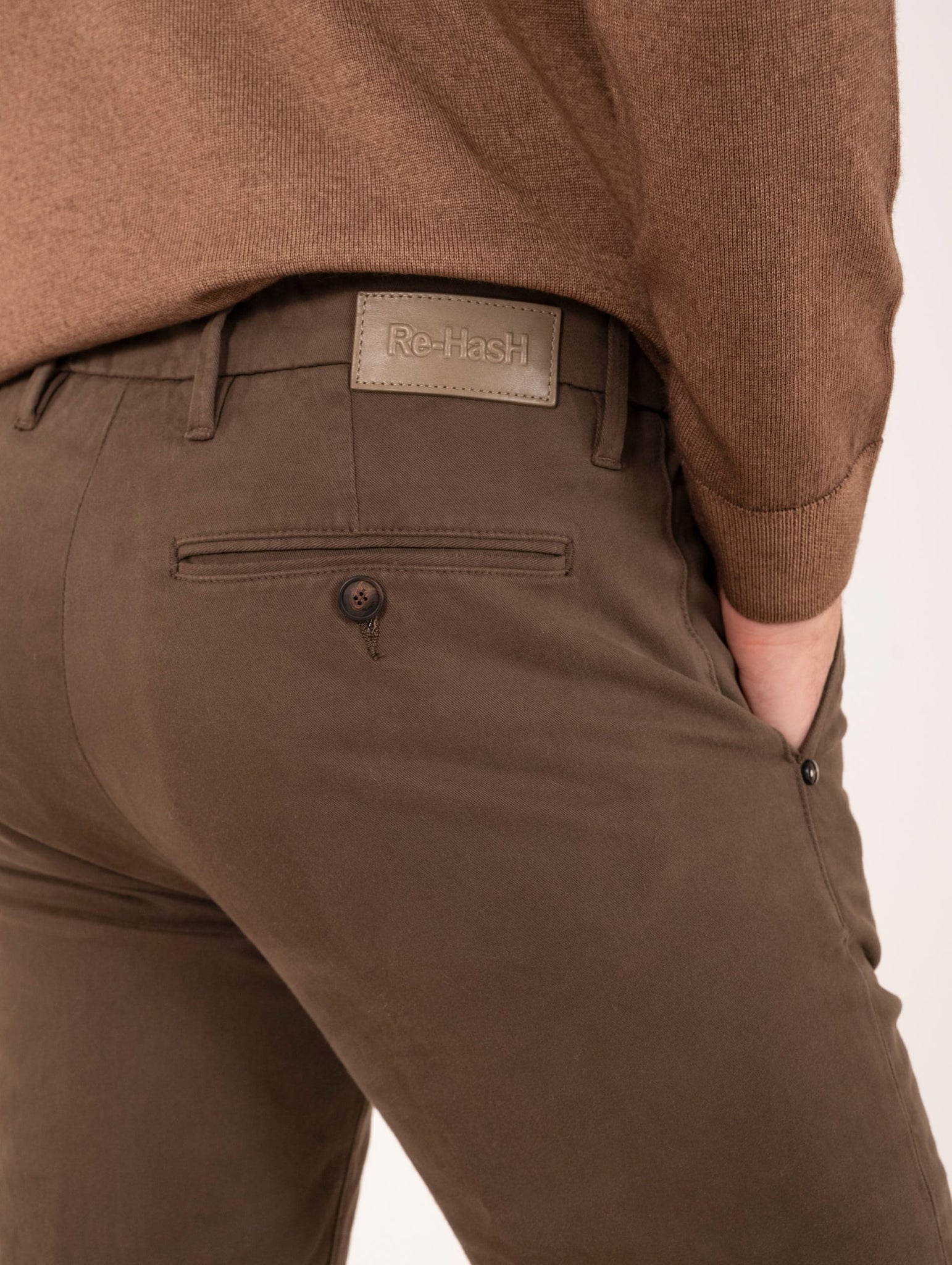 Pantalone Slim Re-Hash in Cotone Marrone