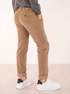 Pantalone Slim Re-Hash in Velluto Beige