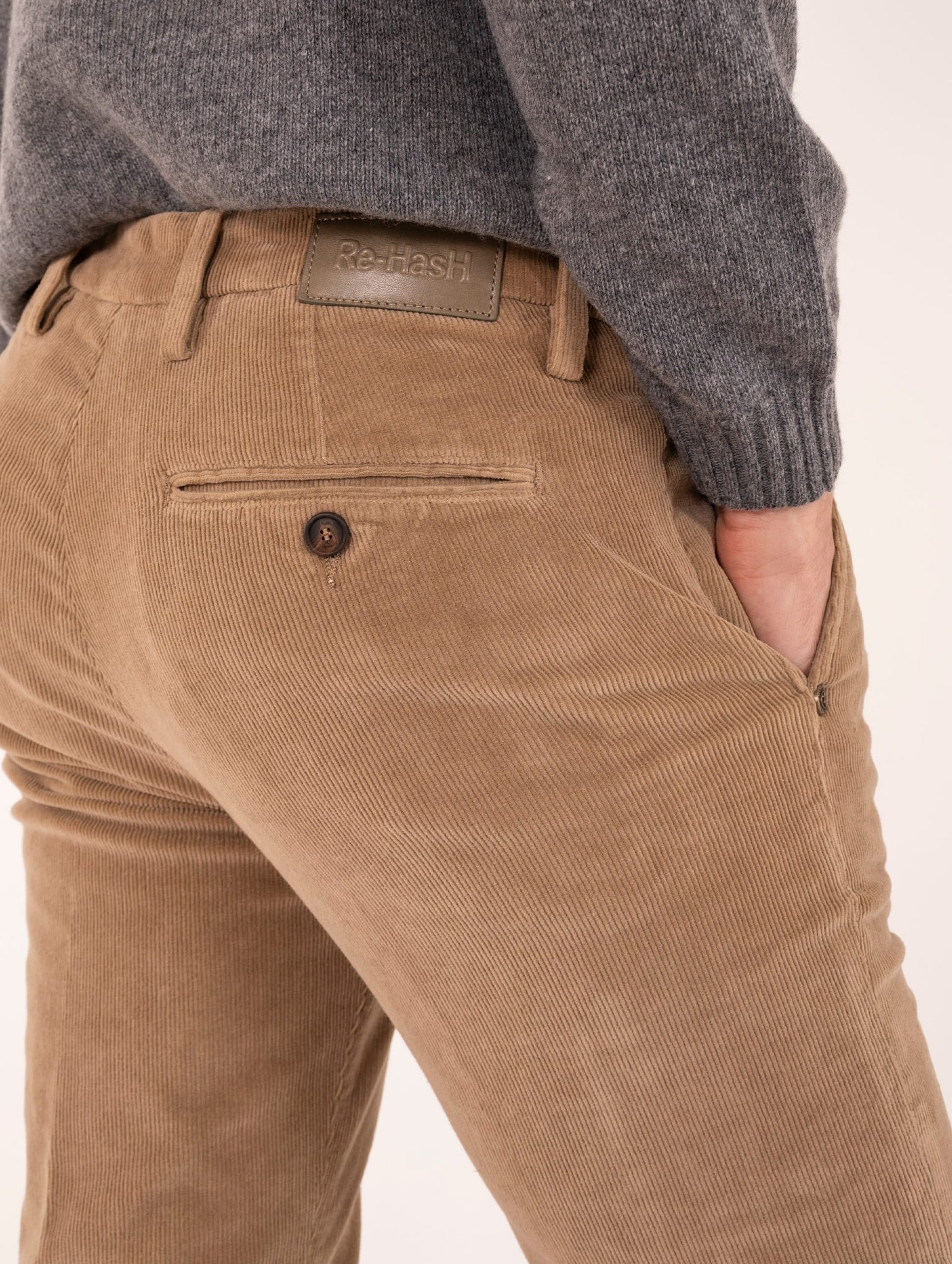 Pantalone Slim Re-Hash in Velluto Beige