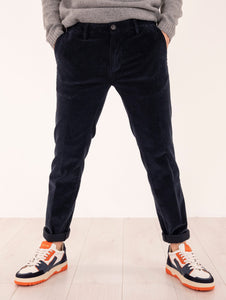 Pantalone Slim Re-Hash in Velluto Blu