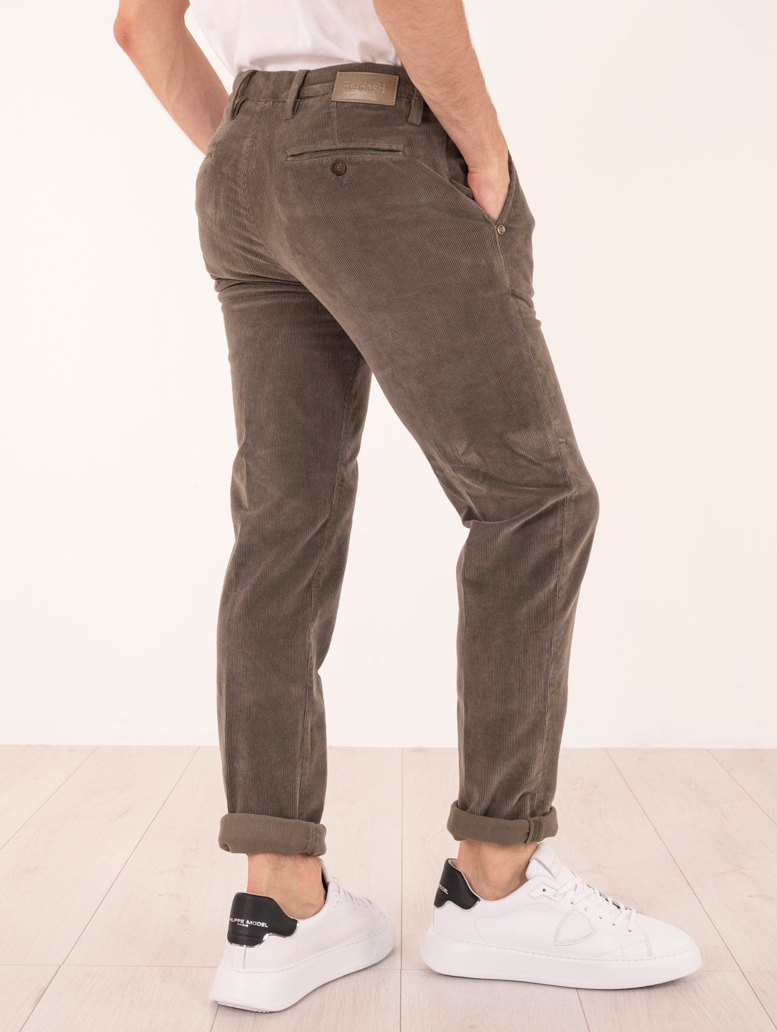 Pantalone Slim Re-Hash in Velluto Marrone