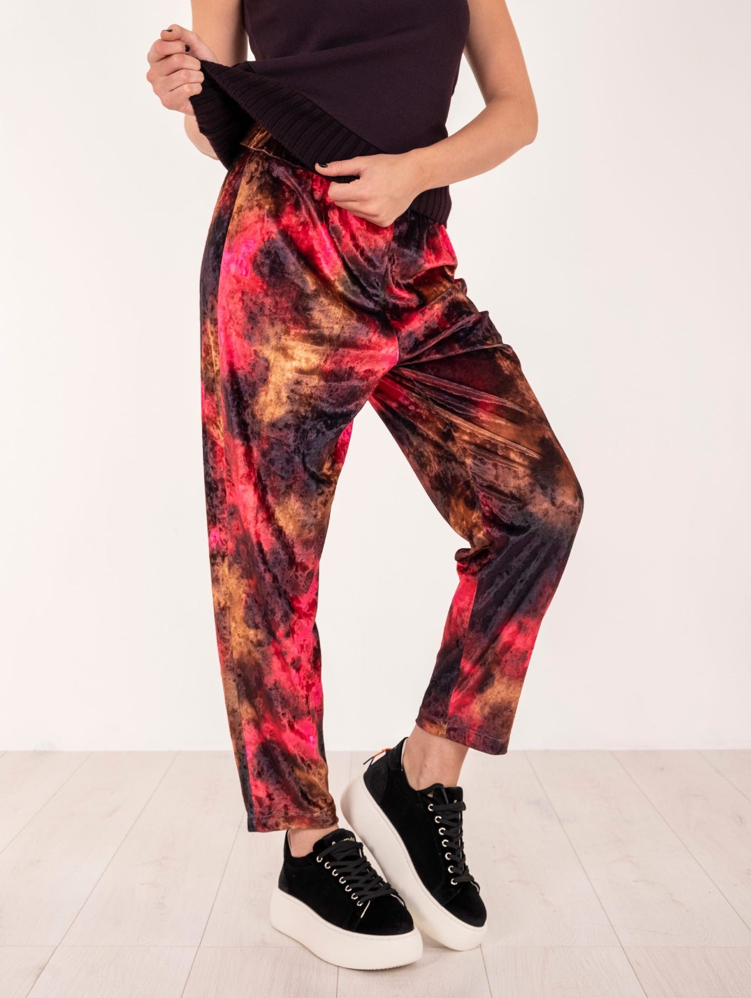 Pantalone Tie Dye Brand Unique in Viscosa Ciliegia