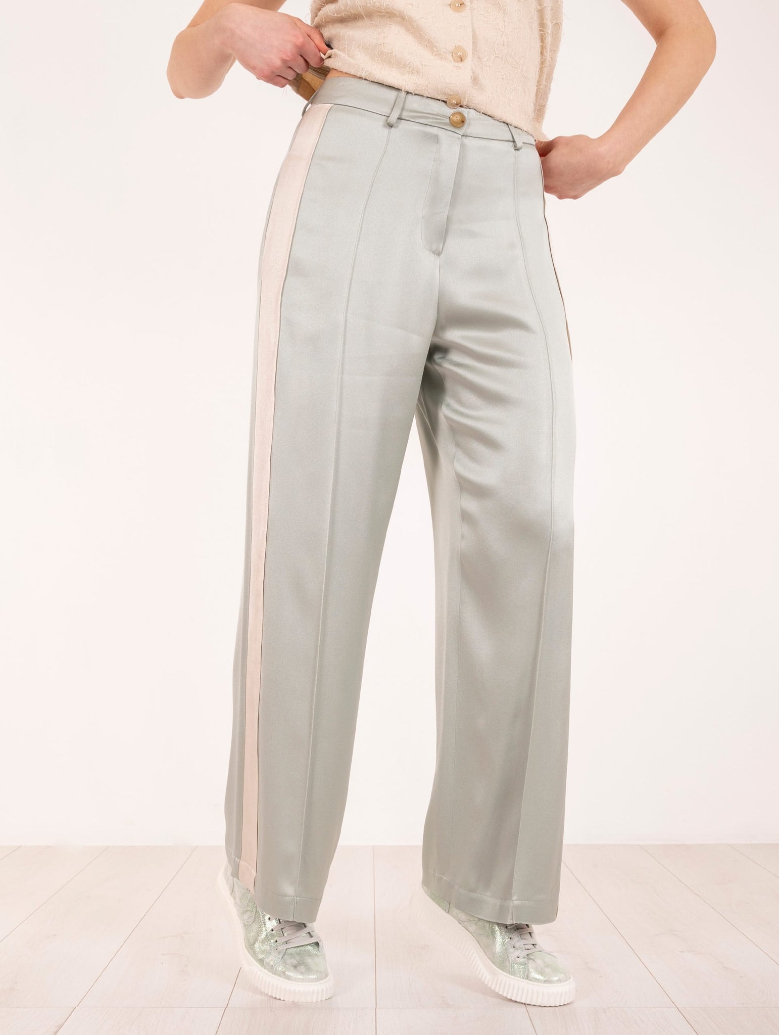 Pantaloni Alysi in Satin Verde