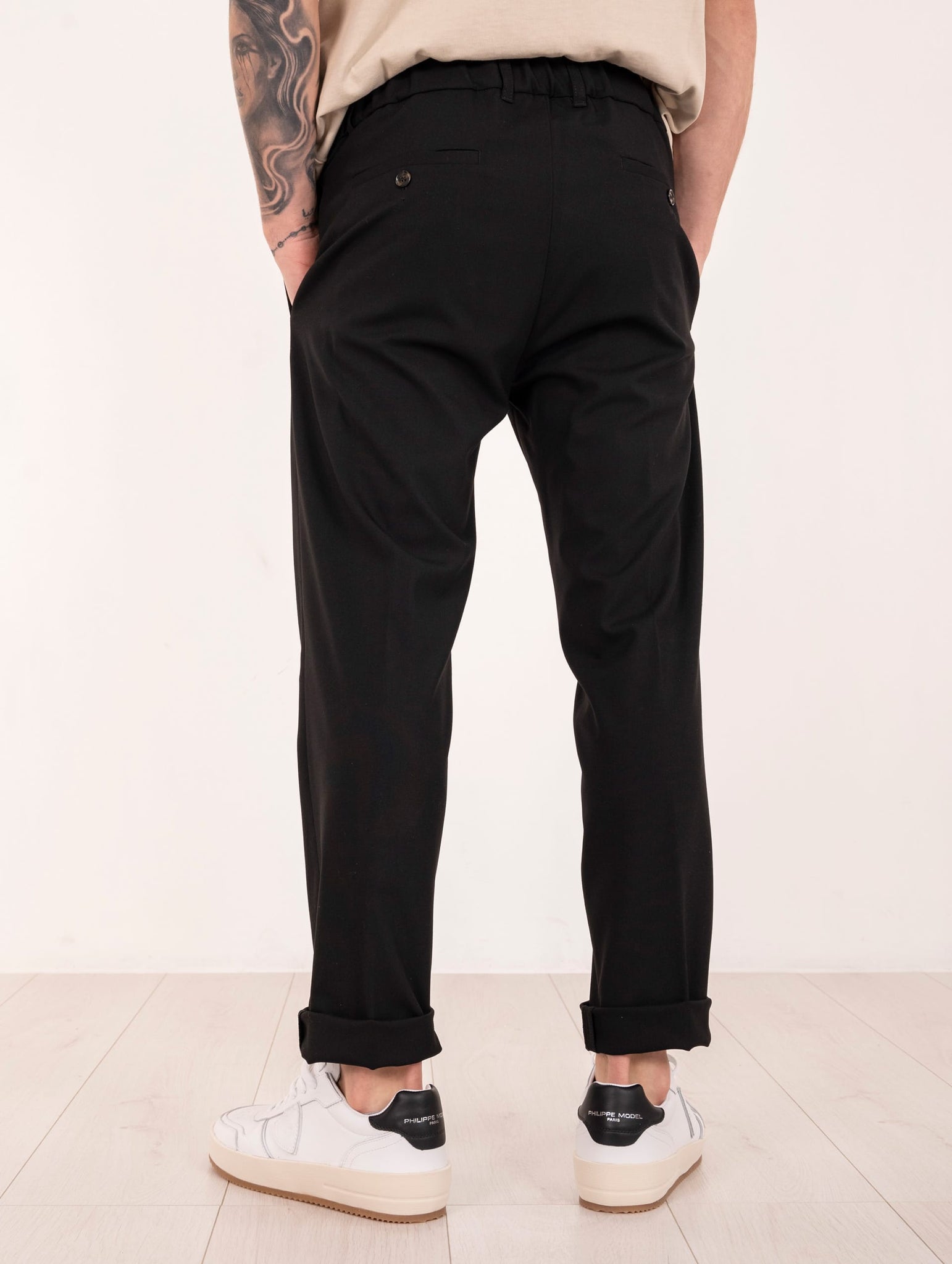 Pantaloni Covert in Viscosa Nero