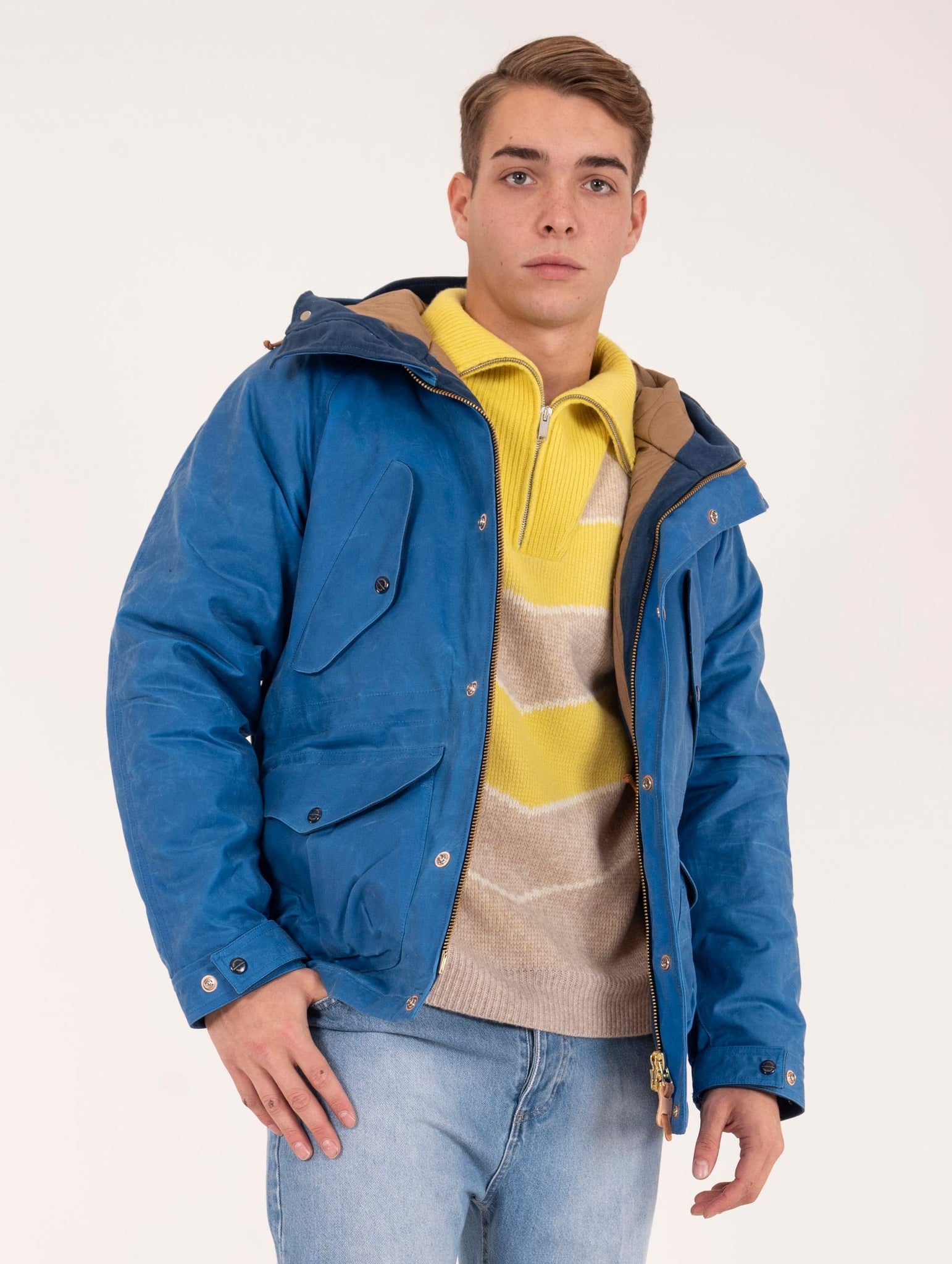 Parka Manifattura Ceccarelli Fisherman in Cotone Idrorepellente Bluette