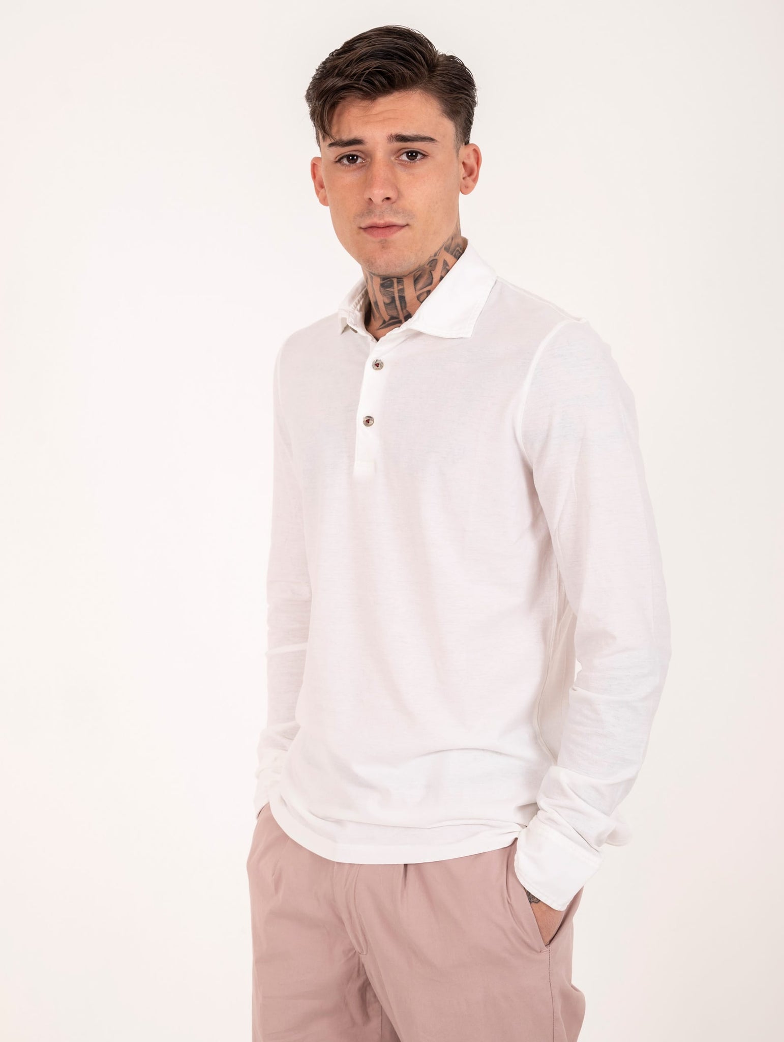 Polo Camicia Portofino H953 in Cotone Bianco