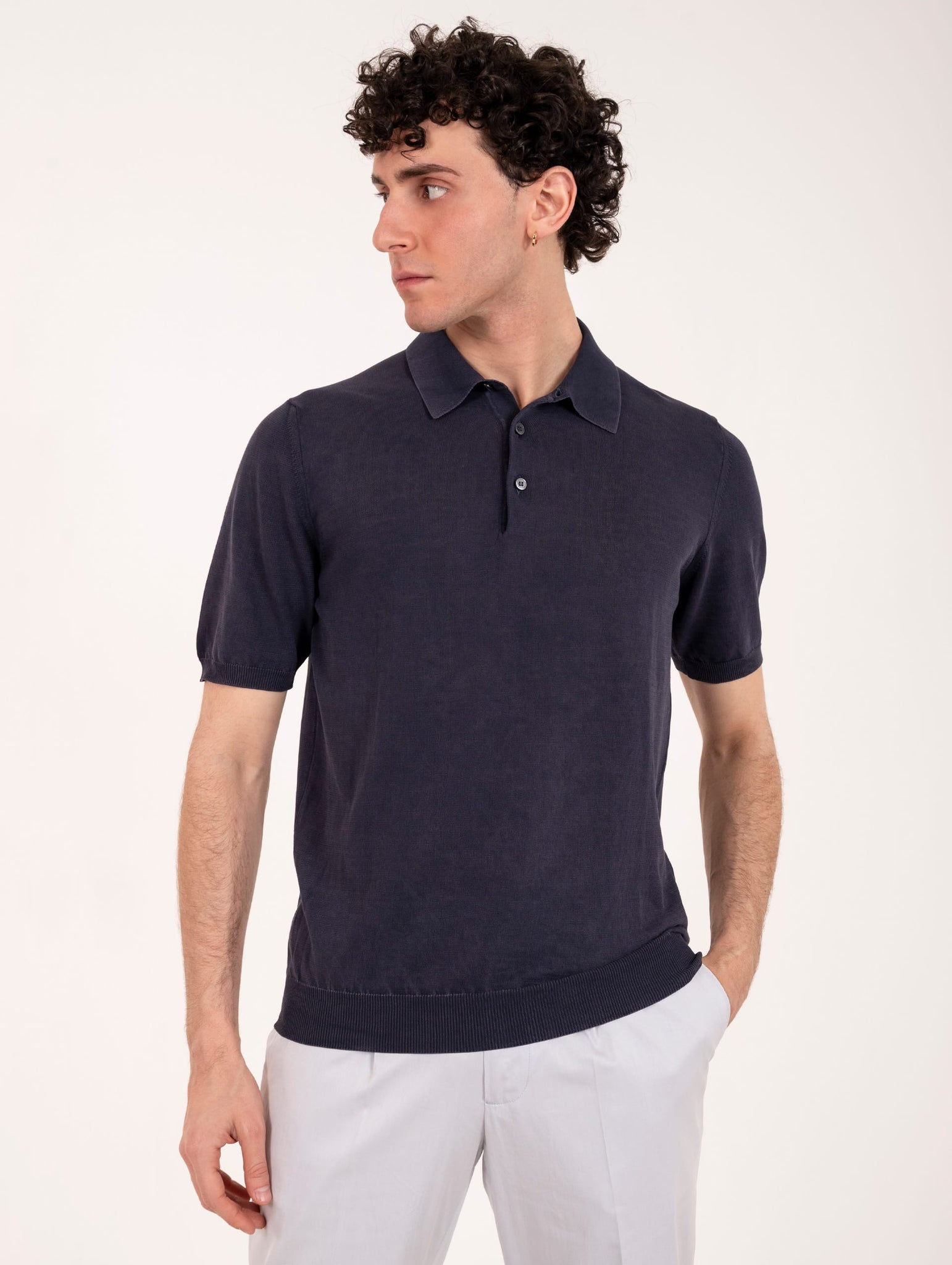 Polo Chic Zanieri in Cotone Crepe Navy