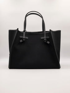 Shopping Bag Marcella Gianni Chiarini in Canvas e Pelle Nero e Corda