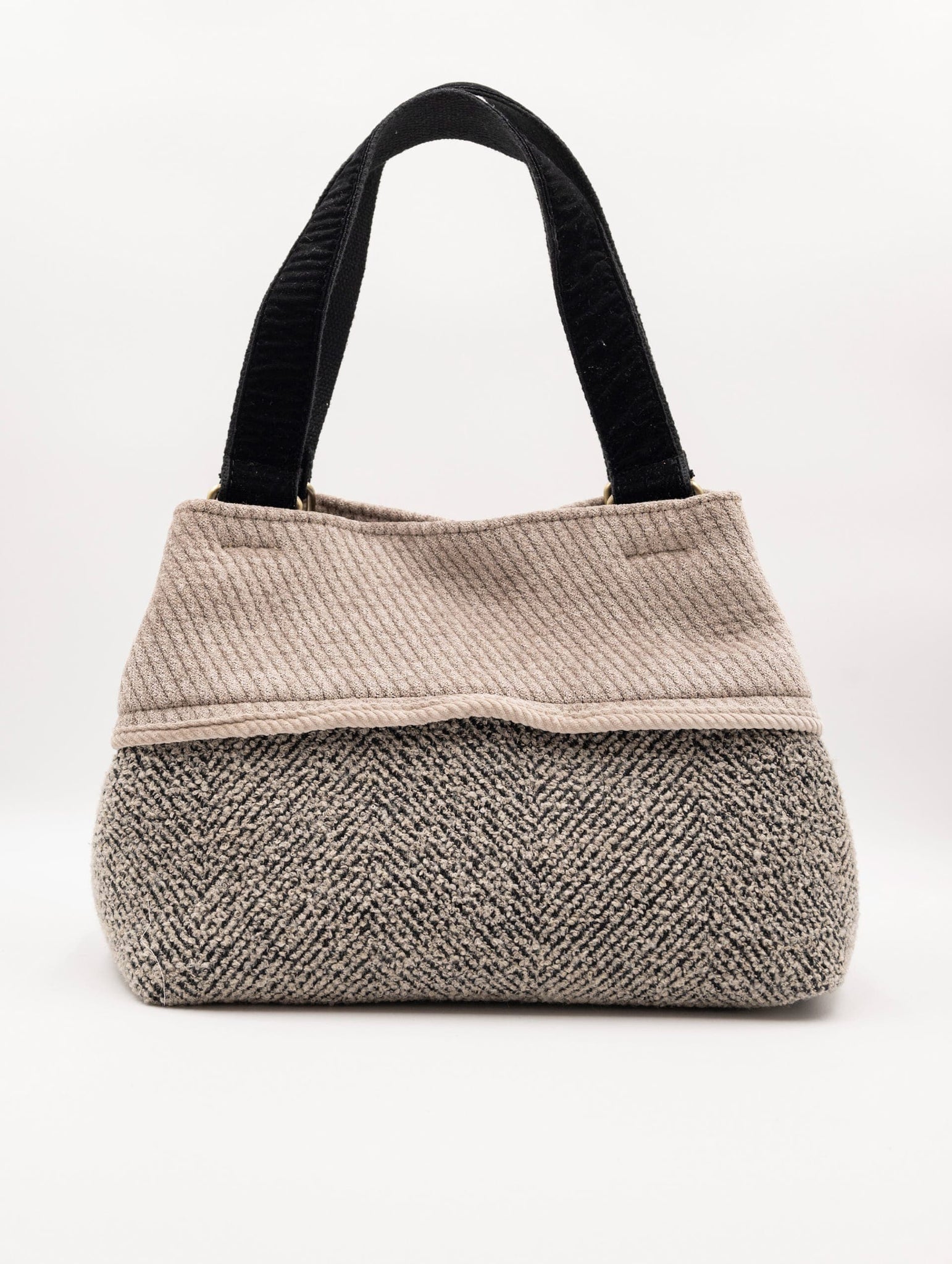 Shopping Brema Via Mail Bag Boucle Grigio e Nero