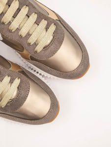 Sneakers Voile Blanche Jinnie in Pelle Laminata Oro e Bronzo