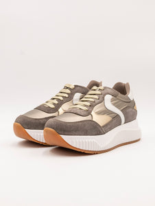 Sneakers Voile Blanche Jinnie in Pelle Laminata Oro e Bronzo