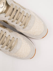 Sneakers Voile Blanche Maran in Suede e Lana Ghiaccio e Ecrù